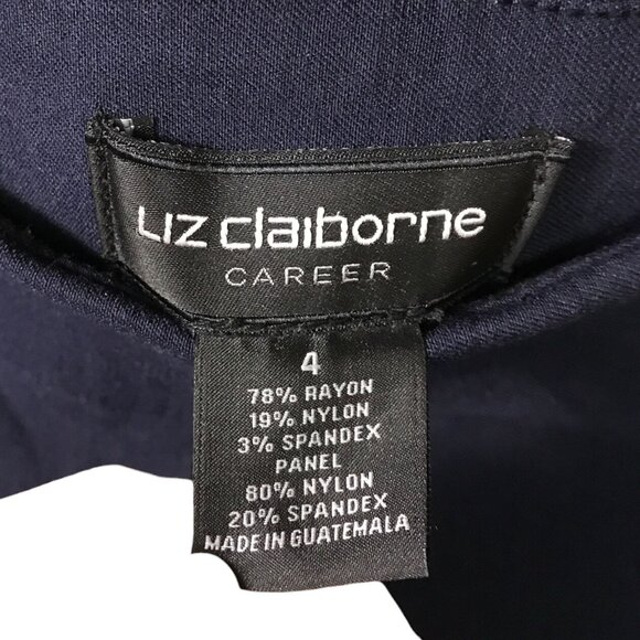 Liz Claiborne Career Navy Blue Elastic Waist Women Pants 4 - Picture 3 of 3